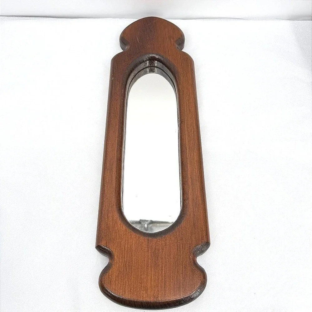VTG Look Wall Mirror Wood Frame Oblong Mid Century Modern Gallery Wall Granny